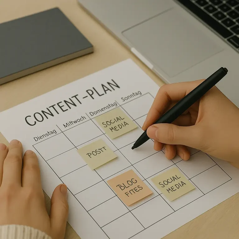 Durchdachte Content-Pläne für Social Media Marketing in Reutlingen Hand schreibt auf Content-Plan – strukturierte Planung für Social Media Posts